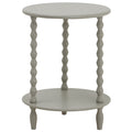 Camden round two-tier side table with bobbin legs in pale grey, 45 x 45 x 60 cm
