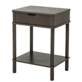 Reed collection one drawer side table with fluted drawer front and lower shelf, three-quarter view, 45 x 35 x 61 cm