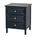 Fowey three drawer side table in dark painted finish, three-quarter view, 48 x 43 x 59 cm