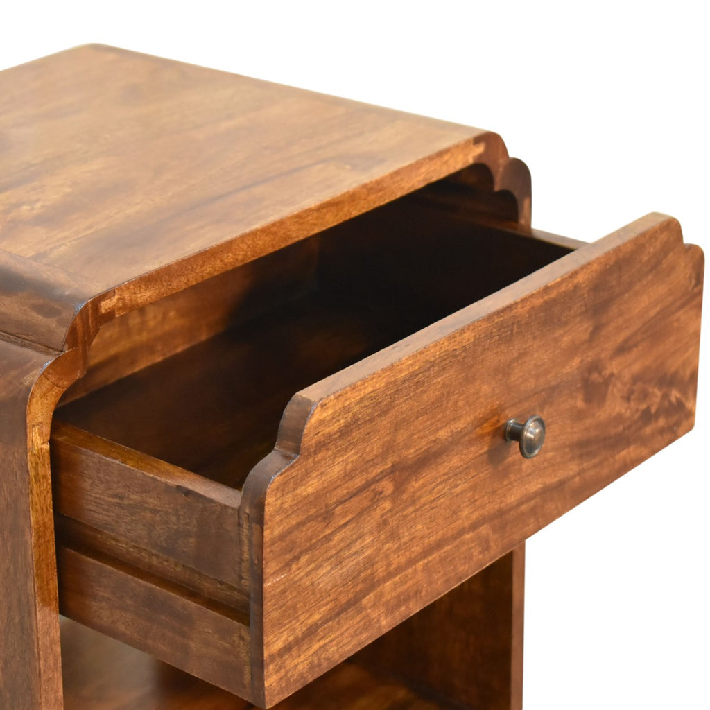 Lune bedside with the drawer open