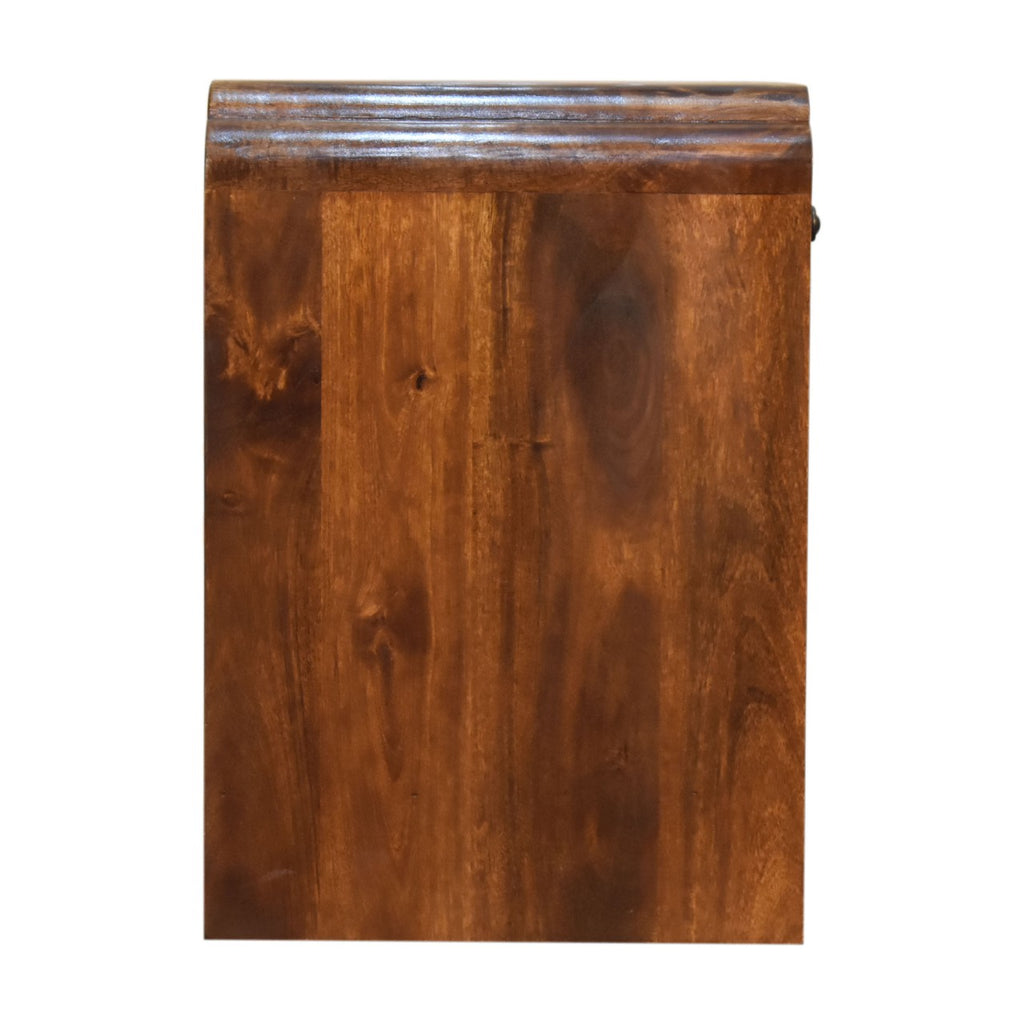 Side panel of the Lune chestnut bedside table
