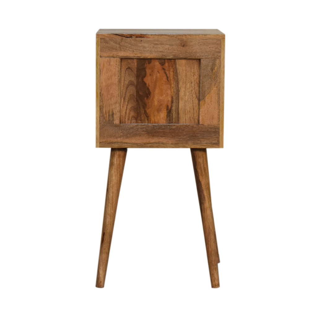 Mini Cube Carved bedside, plain rear panel
