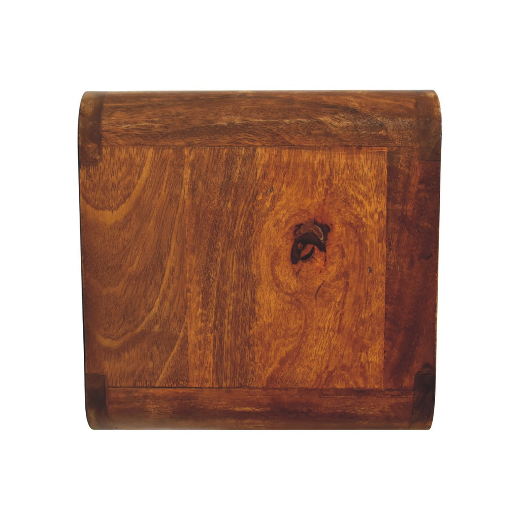 Side view of the small wall-hung chestnut unit with plain wood side panel