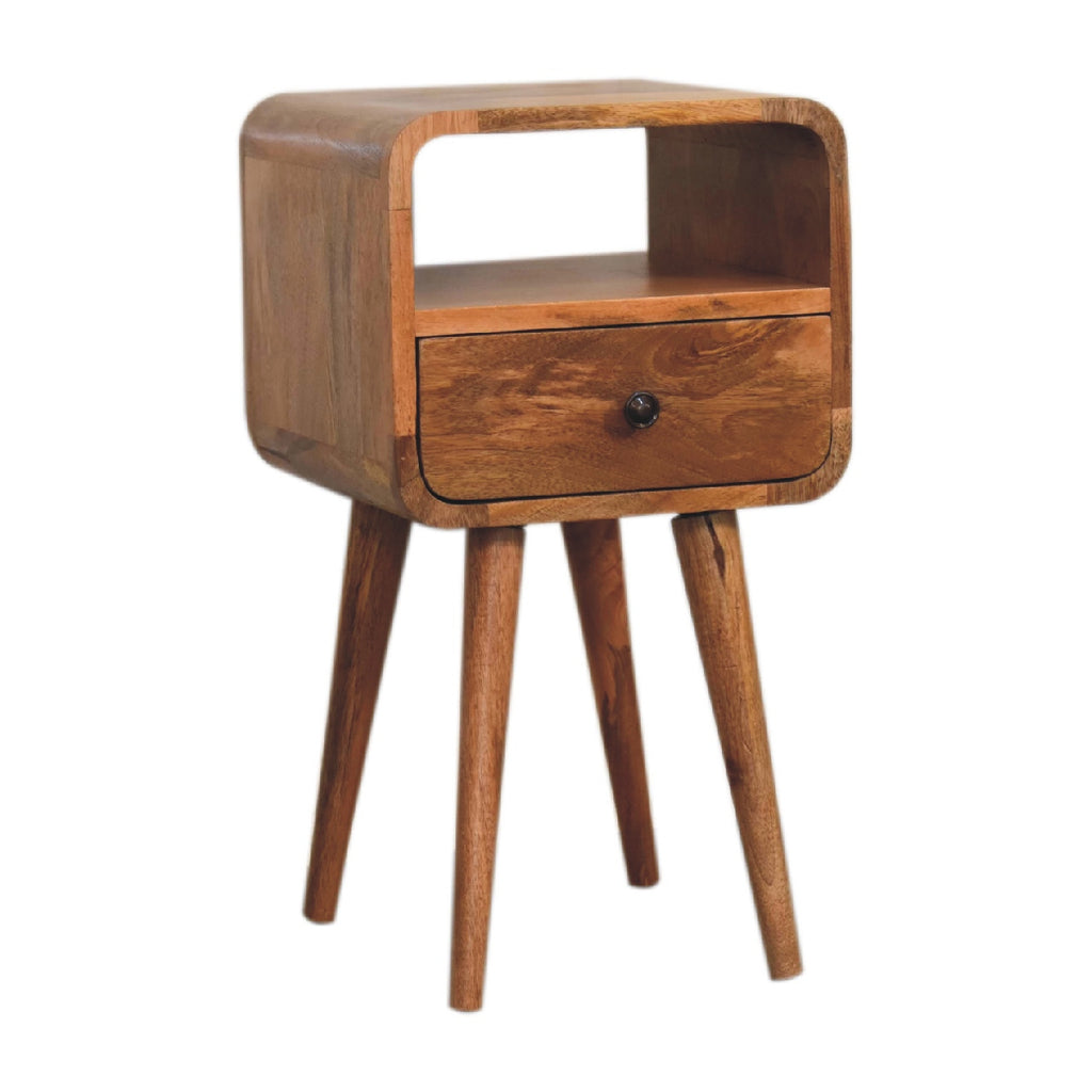 Mini Oakish Curve bedside, three-quarter view from the left