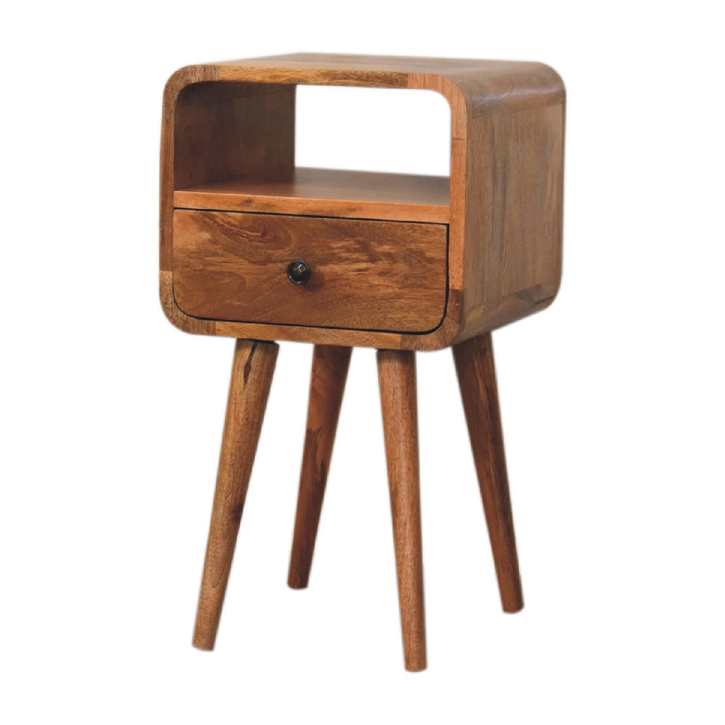 Mini Oakish Curve bedside, three-quarter view from the right