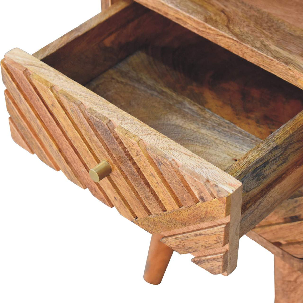Nidd Curved bedside drawer pulled open