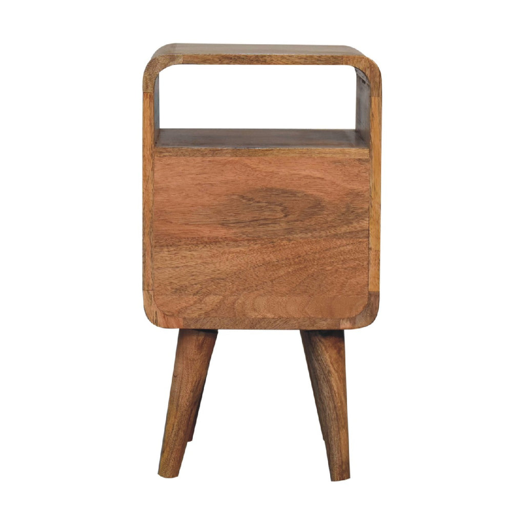 Nidd Curved bedside, rear view on splayed legs