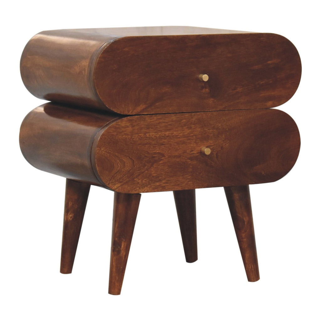 Bubble Chestnut bedside table, three-quarter view from the left