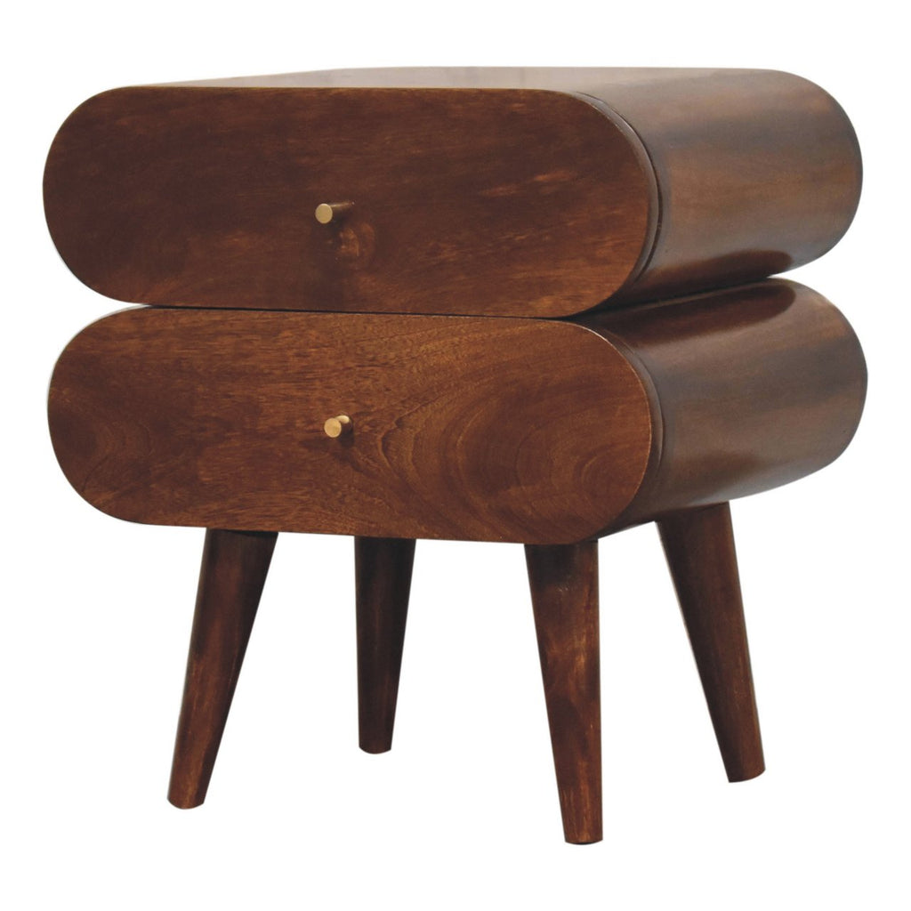 Bubble Chestnut bedside table, three-quarter view from the right