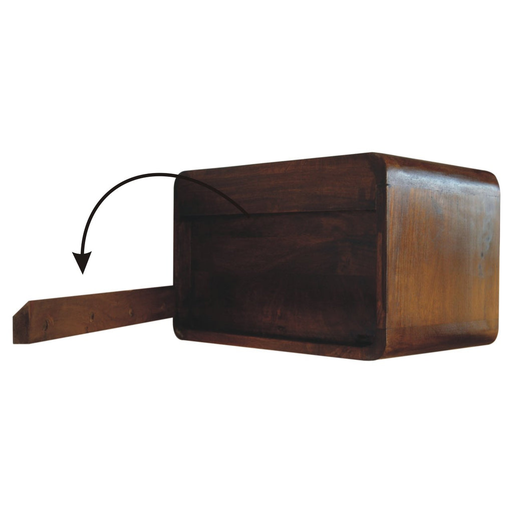Rear of the wall-mounted bedside with the mounting rail shown detached