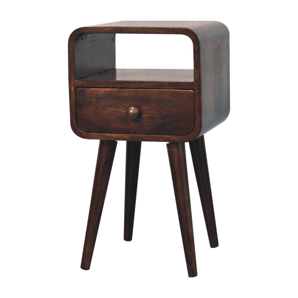Mini curved bedside, three-quarter view from the other side