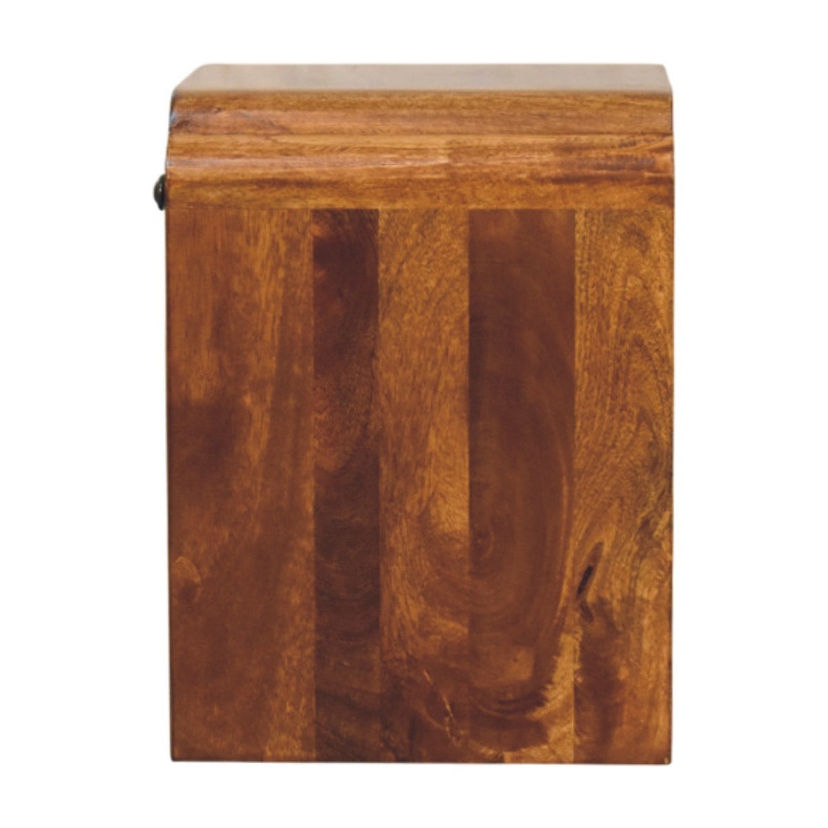 Side view of the Lune chestnut nightstand