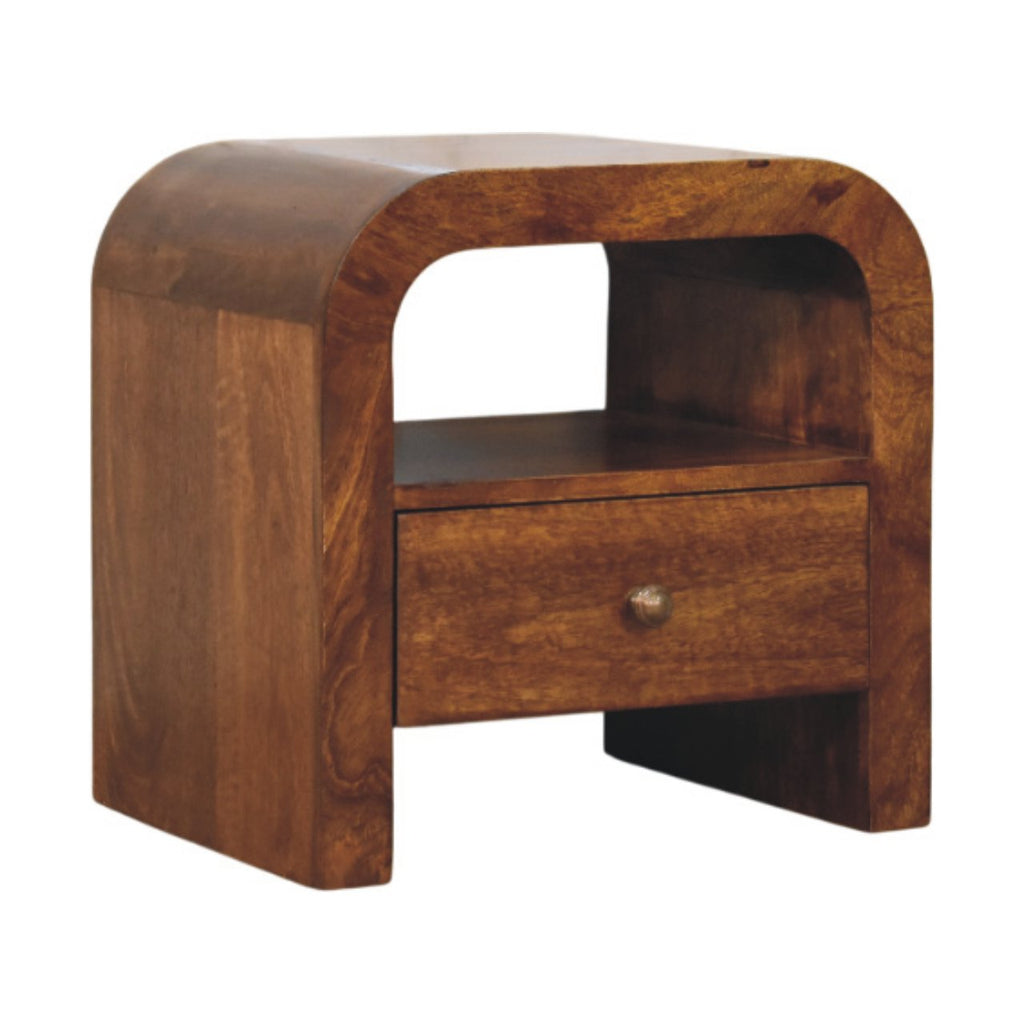 Darent Chestnut nightstand, three-quarter view