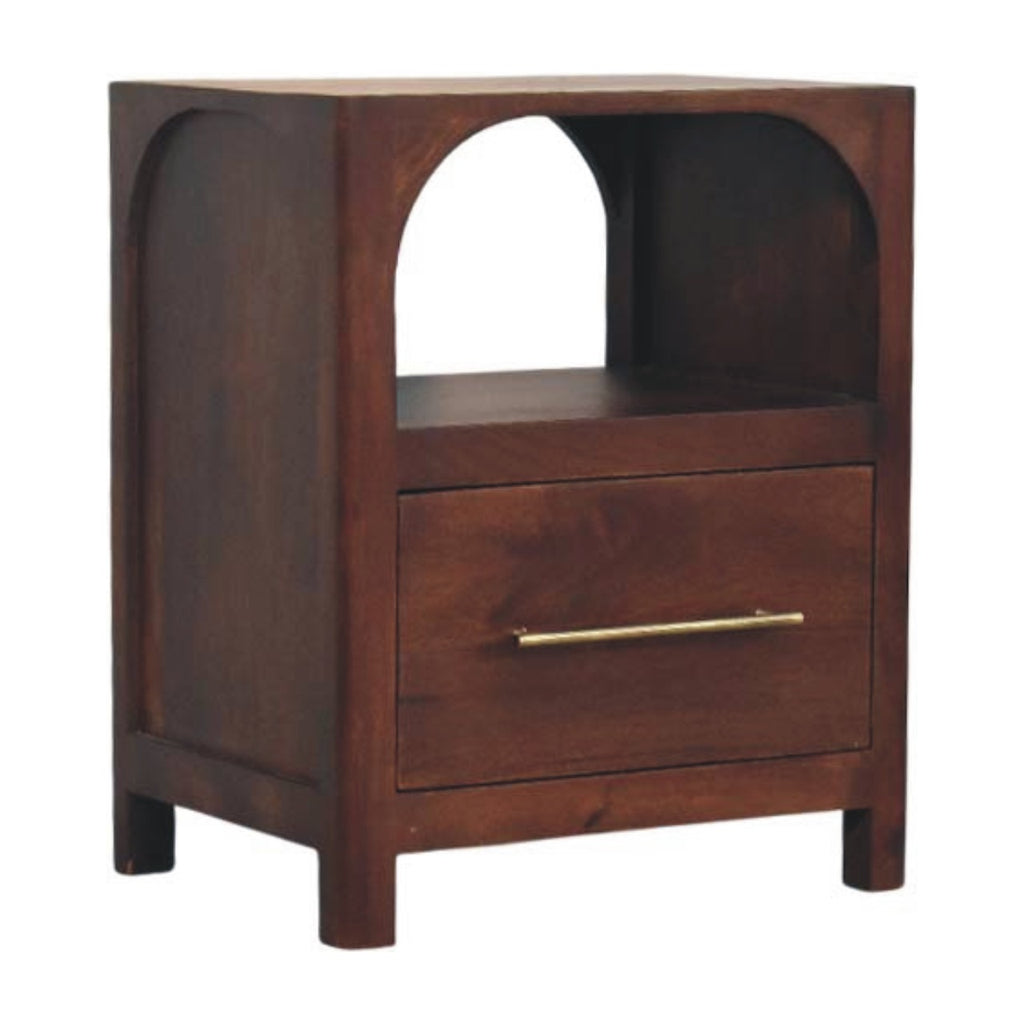 Arched Edge bedside table, three-quarter view from the other side