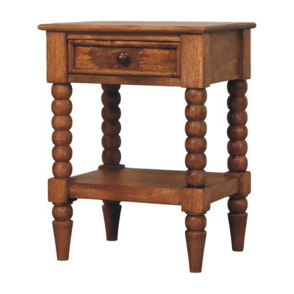 Spindle bedside, three-quarter view