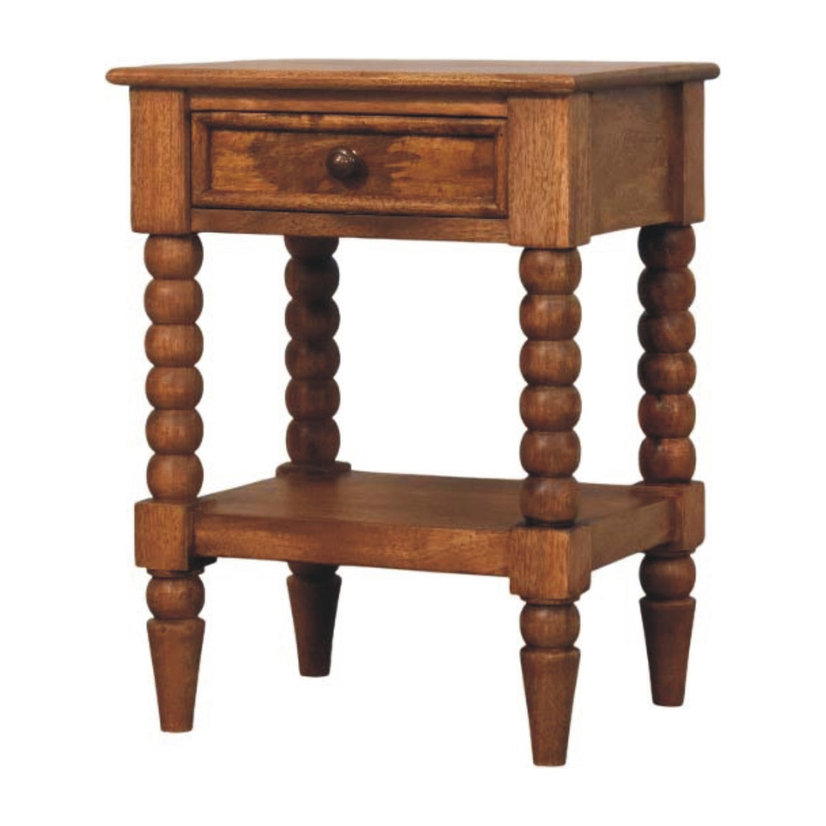Spindle bedside, three-quarter view