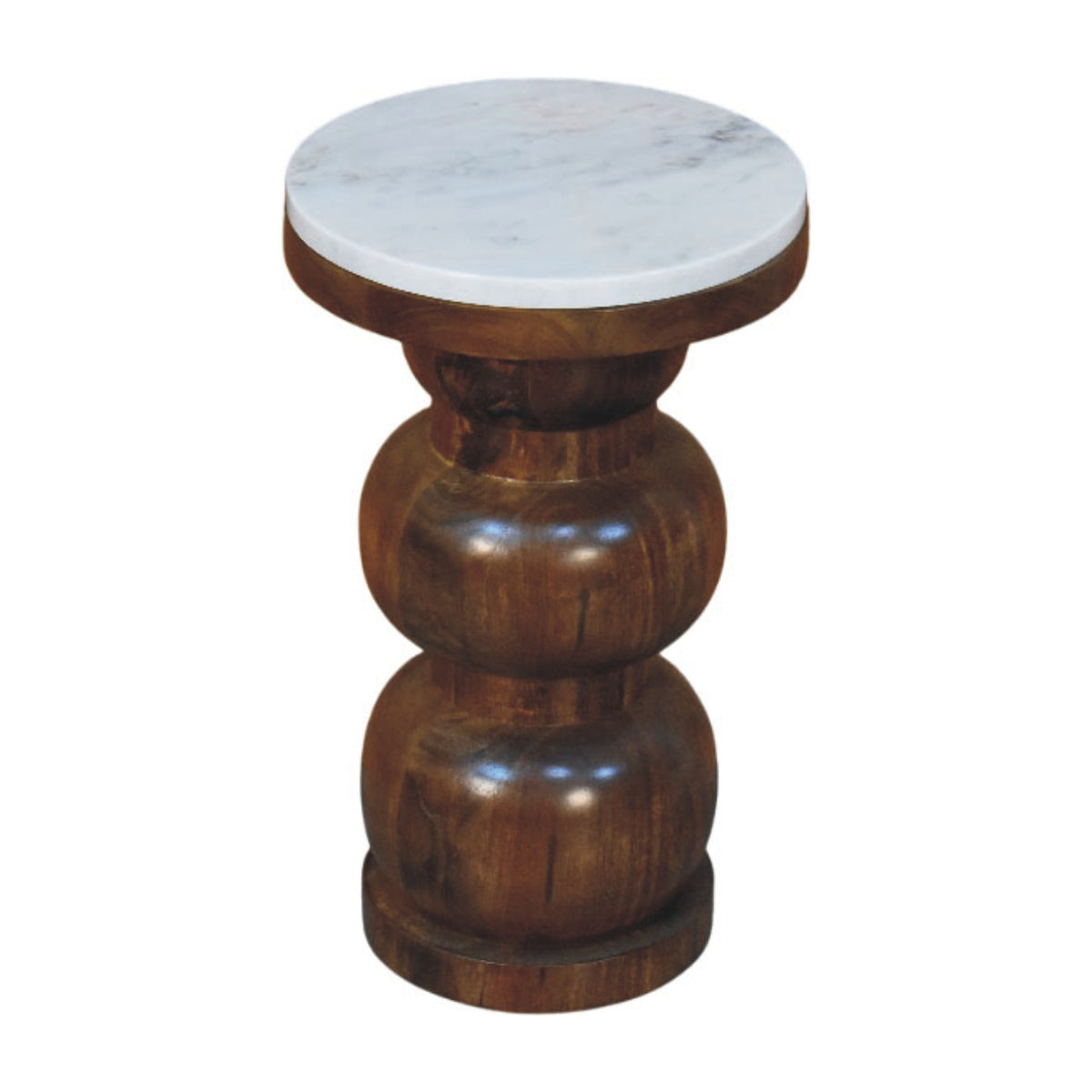 Marble Top Bulla side table, slightly raised three-quarter view