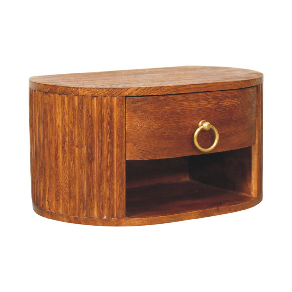 Oval wall nightstand, three-quarter view from the right