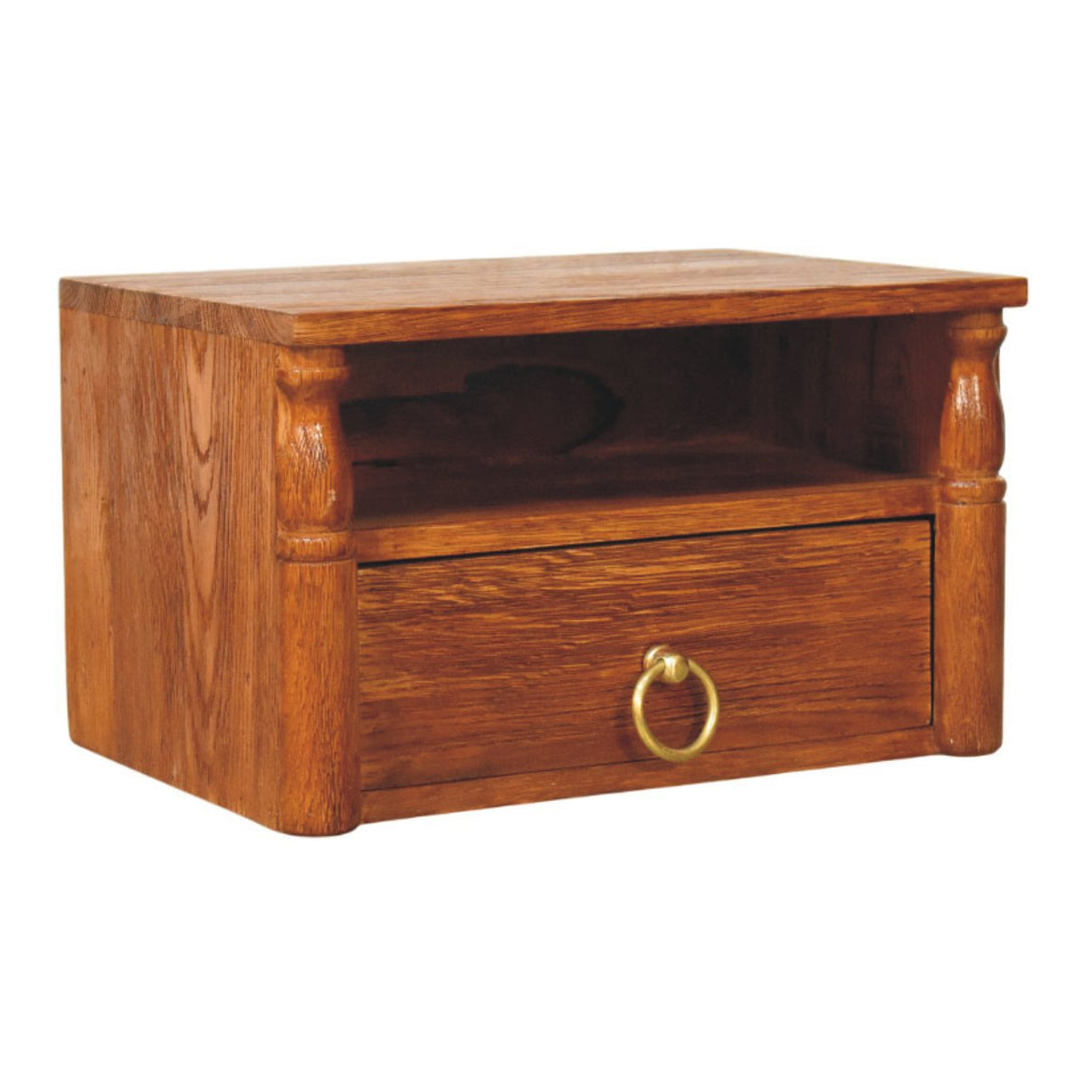 Turned Pillar wall nightstand, three-quarter view from the left