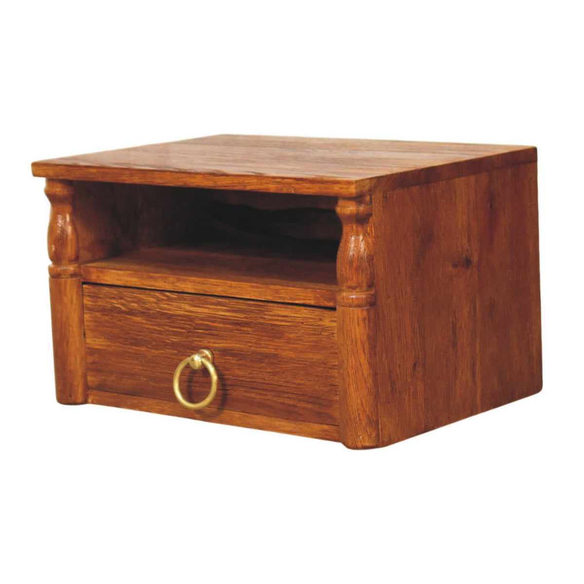 Turned Pillar wall nightstand, three-quarter view from the right
