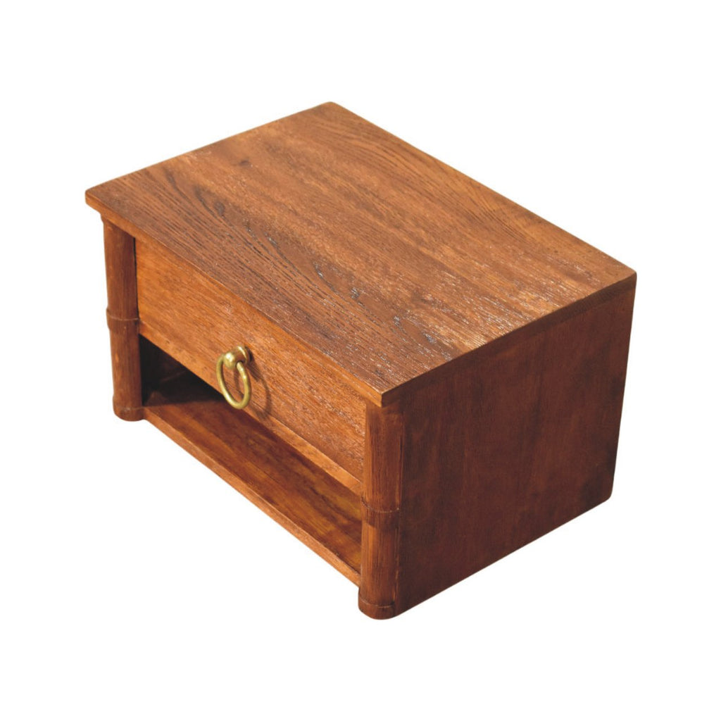 Box Frame wall nightstand seen from above showing the oak top