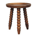 One of the pair of tray top bedside tables in golden teak mango wood, with bobbin legs