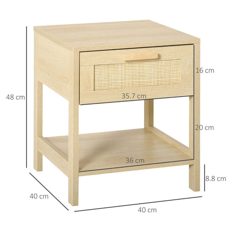 Dimensions drawing of the bedside table, 40 x 40 x 48 cm