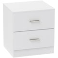 White two-drawer bedside table on white background