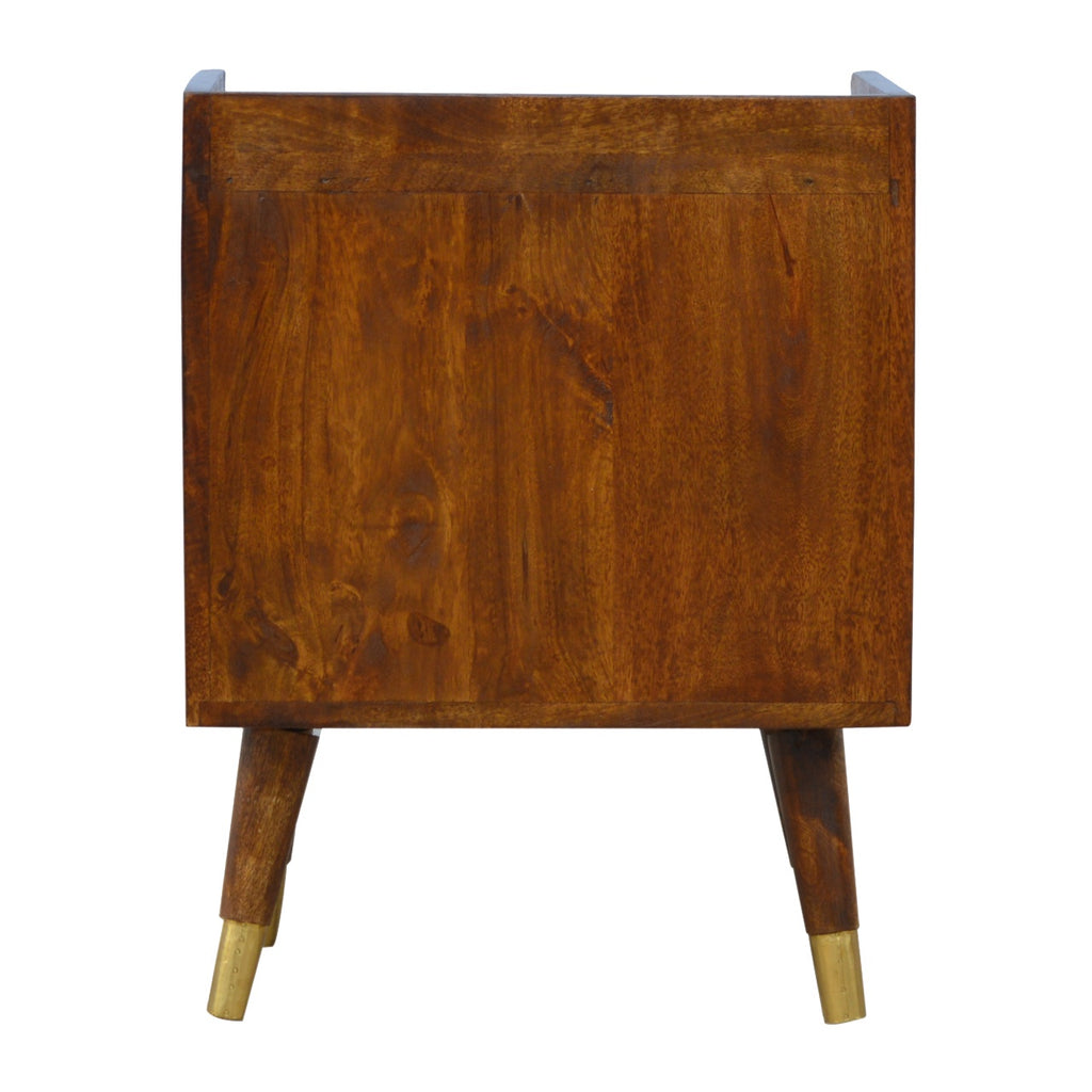 Back view of the Trent chestnut bedside