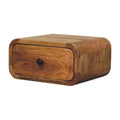 30 cm wall mounted bedside table with drawer in light mango wood
