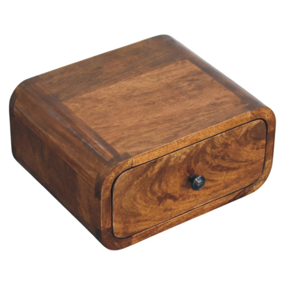 Top of the chestnut wall mounted bedside table