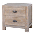 55 cm wide bedside table with 2 drawers in a pale washed wood finish